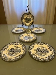 Juego de 6 Platos De Colección Johnson Brothers Escenas de Entrenamiento Caza Campo 6.25" LEER - Imagen 1 de 20