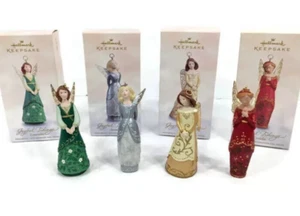 HALLMARK KEEPSAKE CHRISTMAS ORNAMENT JOYFUL TIDINGS ANGELS 4 BLUE GREEN GOLD RED - Picture 1 of 4