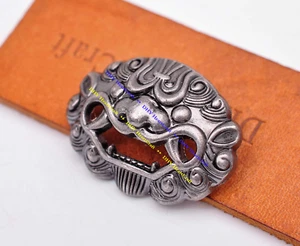 6X Vintage Silver Biker Chinese Guardian Foo Dog Lion Leathercraft Wallet Concho - Picture 1 of 10