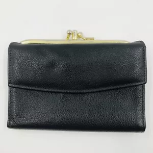 Vintage Geoffrey Amman Top Grain Leather Women's Black Wallet Coin Purse Canada - Picture 1 of 12