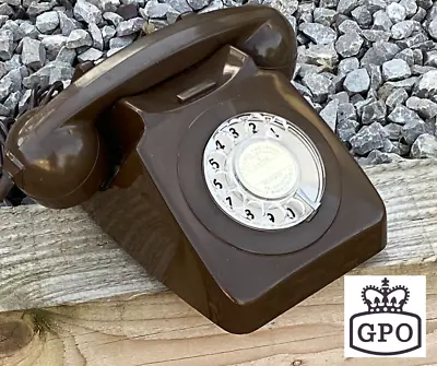 Vintage Phone GPO 746 Rotary Dial Telephone Gloss Brown February 1973 Working • 73.59€