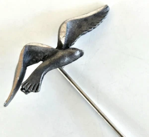 Vintage Pewter Seagull Silver Tone Stick Pin 2-3/8" - Picture 1 of 5