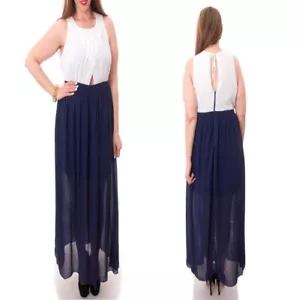 LD19 Womens Wedding Evening Cocktail Party Long Maxi Blue Sundress Beach Dress - Picture 1 of 3
