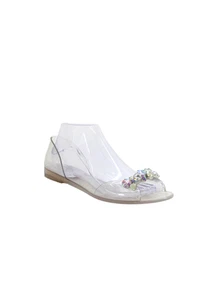 Stuart Weitzman Womens Jeweled Slide On D'orsay Sandals Clear Size 9 Medium - Picture 1 of 6