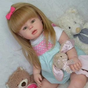28 Zoll bemalte Reborn Baby Puppe mit handgerootetem Haar Stoffkörper fertig Kleinkind Mädchen - Bild 1 von 3