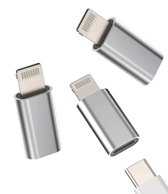USB C Female to Lightning Male Adapter 3 Pack, Apple MFi Certified, Compatibl... - Immagine 1 di 4