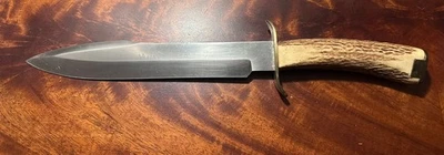 Cuchillo Bowie Muela Cortijero grande usado RARO hoja de 9 pulgadas Foto 1 de 4