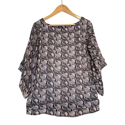 Blusa Pullover Boho W118 by Walter Baker Mujer Alas Plumadas Talla M Gris Rosa Foto 1 de 4