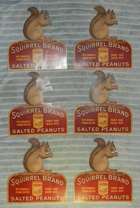 LOT of 6 - Vintage SQUIRREL BRAND Peanuts 11” Cardboard Advertising Sign Antique - Picture 1 of 6