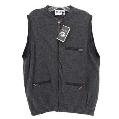 NWT HARLEY OF SCOTLAND Wool Sweater Vest Full Zip Charcoal Gray Lined MEDIUM - Image 1 of 4