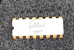 RCA CD4010D Vintage Ceramic Gold Hex Buffer/Converter IC - Foto 1 di 2