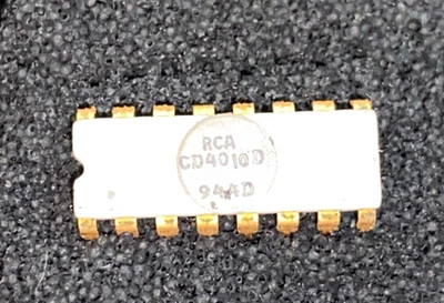 RCA CD4010D Vintage Ceramic Gold Hex Buffer/Converter IC - Image 1 of 2