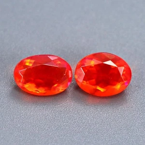 2.32Cts Natural Ethiopian Orange Opal Oval Cut PAIR 2PCS Loose Gemstone - Picture 1 of 3