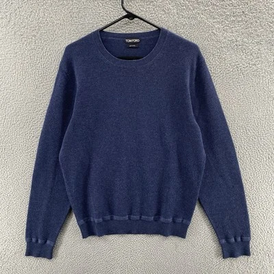 Suéter Tom Ford Hombres 52 Azul Lana Cachemira Cuello Redondo Informal Hecho en Italia Diseñador Foto 1 de 4