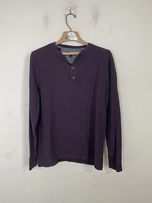 Camisa Henley Térmica Manga Larga Para Hombres Banana Republic L Púrpura Tejido Waffle Foto 1 de 4