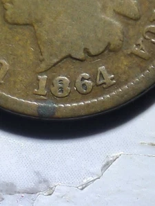 1864-L RPD-003 Indian Head Cent, Bronze, SNOW-1, Semi-Key Date. L@@K!!!   - Picture 1 of 5