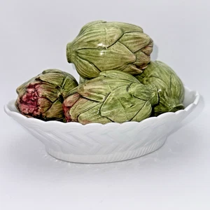 Vintage Italian Porcelain Artichoke Wicker Basket Bowl Hand Painted EUC - Picture 1 of 12