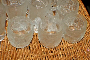 McDonalds "Flintstones" Frosted Glass Mugs Mix Size Set of 11 From 1990 - Picture 1 of 13