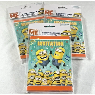 Despicable Me Minions Kid Birthday Party 24 Invitations (3 Packs of 8) Unique - Image 1 of 4