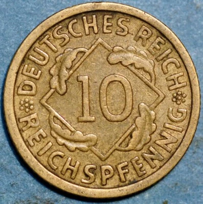 1930 G Germany Weimar Republic 10 Reichspfennig KM# 40 - Image 1 of 2