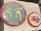 2 Vintage Los Angeles 1984 Olympics fencing Pin Pinback Button XXlll Ca button