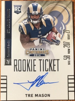 2014 Panini Contenders Rookie Autograph Tre Mason #233A St. Louis Rams - Image 1 of 3