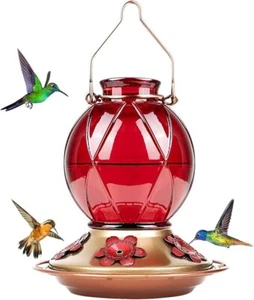 Hummingbird Feeder, Glass Hummingbird Feeder for Outdoors, Meshy Texture Ball Sh - Picture 1 of 3