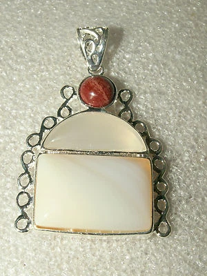  ACHAT mit rotem Jaspis Edelstein-Anhänger (versilbert)    EINZIGARTIG/NEU! - Bild 1 von 2