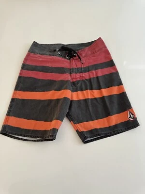 NEW VOLCOM MENS 28 BOARDSHORTS SHORTS Swimsuit Red Rare Striped Vintage Look New - Image 1 of 4