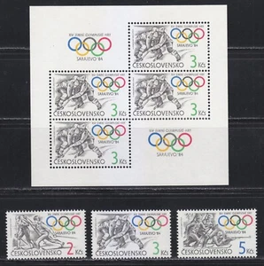 Czechoslovakia MNH 1984 Mi Mi 2751-2753+Block 57 Sc 2495-2497,2496a Sarajevo '84 - Picture 1 of 2
