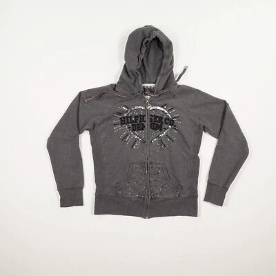 HILFIGER Damen Sweatjacke Gr. L grau Hoodie Sweater Sweatshirt Kapuze Langarm Zi - Bild 1 von 4