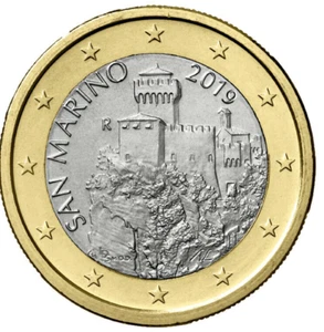 San Marino coin 1 Euro UNC 3 towers chose 2009 2019 2020 2021 shield arms - Picture 1 of 8