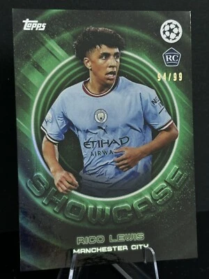 Rico Lewis Manchester City 2023/24 Topps UEFA RC Showcase Green /99. Rookie. - Imagen 1 de 3