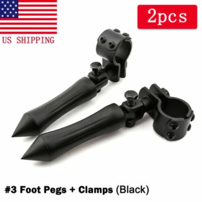 Black Highway Spike Foot Pegs Clamps For Harley Davidson Street Glide Touring US - Image 1 of 4