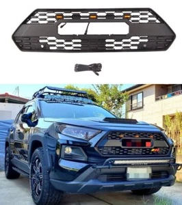 Front Grill Bumper with Light Protector Mesh Trim Fits For Toyota RAV4 2019-2022 - Picture 1 of 5