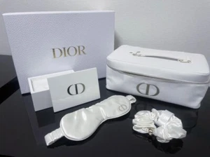 Christian DIOR Set of Vanity Bag Pouch, Cotton Case Box, Eye Mask, Hair tie NEW