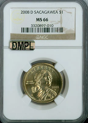 2008 D SACAGAWEA DOLLAR NGC MS66 MAC PL PQ BUSINESS STRIKE .  - Image 1 of 4