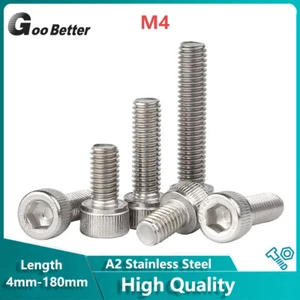 Hex Head Allen Bolts M4 x 4mm-180mm A2 Stainless Steel Socket Cap Screws DIN 912 - Picture 1 of 10