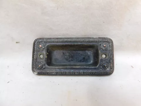 1800's Antique WINDOW Pull VICTORIAN Eastlake Style Black / Copper ORNATE Cover
