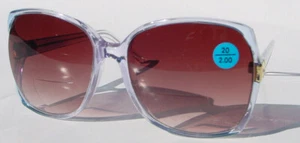 Vintage 90's Acetate Lady Fashion Bi-Focal Reading Sunglass +3.25 (Crystal Blue) - Picture 1 of 4