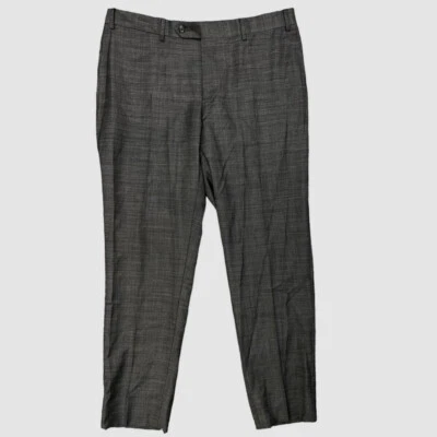 Canali Men's Gray Wool Classic Fit Flat-Front Suit Trousers Dress Pants Size 37W - Image 1 of 4