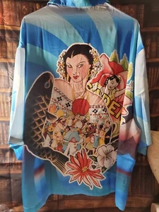 Carnival Mardi Gras Season Pierrot New Orleans Button Down Oversized XL - Picture 1 of 5