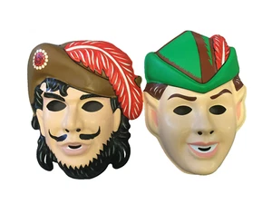 CAPTAIN HOOK & PETER PAN PVC HALLOWEEN MASK SET - Picture 1 of 2