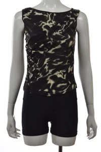 Magaschoni Collection Women Top Size XS Black Printed Wool Sleeveless Tank Shirt - Picture 1 of 5