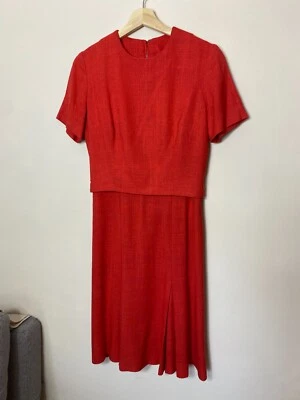 Alison Ayres coral red vintage midi dress size 12 1960s - Image 1 of 4