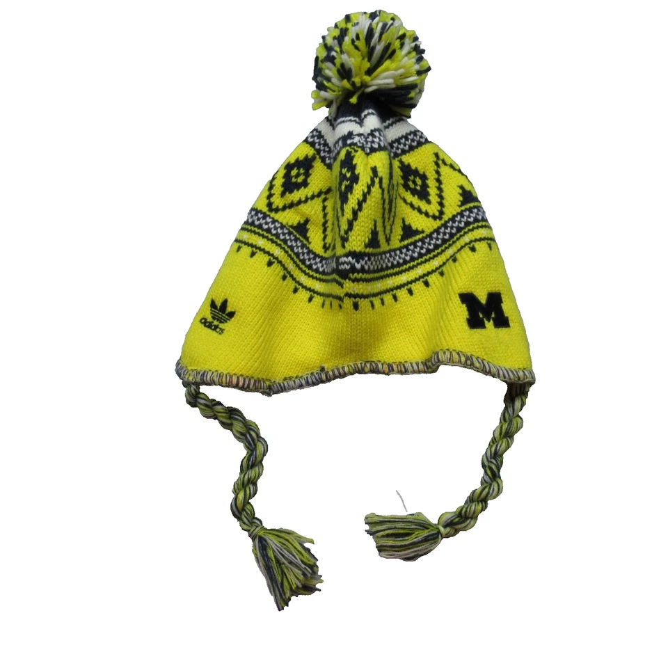 Michigan Wolverines Pompón Gorro Unisex Talla Única Reebok NHL Amarillo Tejido Orejera Foto 1 de 4