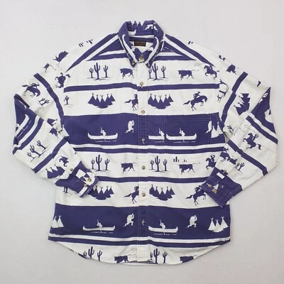 Structure Shirt Mens Large Blue White Southwestern Cowboy Western Desert Aztec - Image 1 of 4