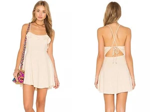 Neu mit Etikett Free People Anthropologie Small More Then a Mini Rüschenkleid elfenbeinfarben zum Binden - Bild 1 von 6