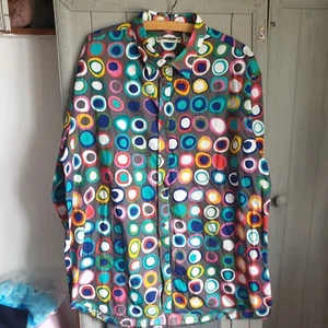 Camisa Desigual Talla 3XL Algodón Círculos Retro Azul Verde Rosa Psicodélica - Imagen 1 de 10