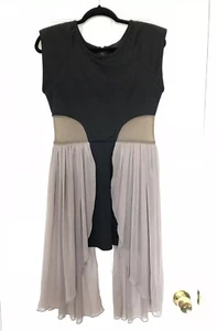 Ruby And Jenna Damen Pepper schwarz grau High Low Mesh Illusion tailliert Kleid neu - Bild 1 von 7